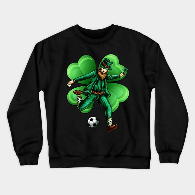 Leprechaun Soccer Lucky Irish Clover St Patricks Day Crewneck Sweatshirt by E